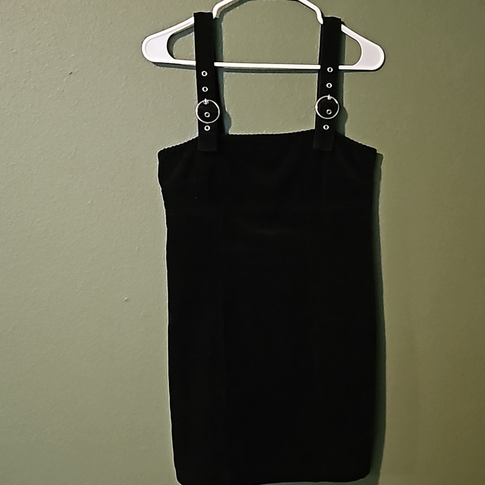 Forever 21 Black Corduroy Overall Dress Size Medium